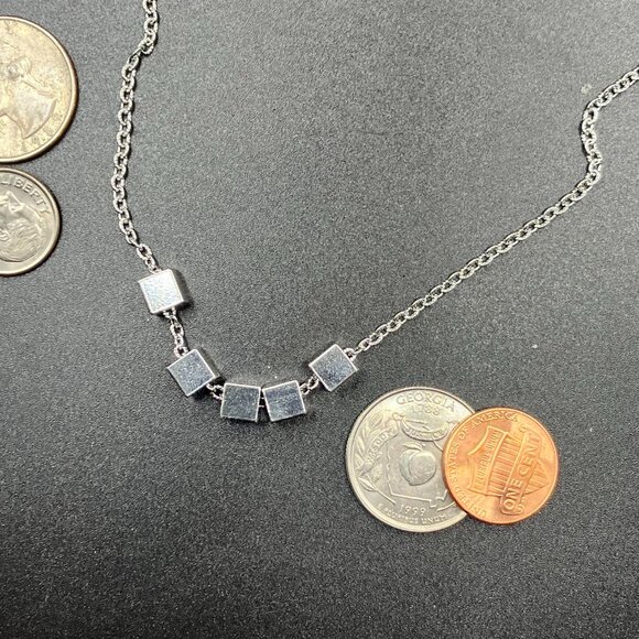 Stainless Steel SQUARE Cube Necklace Waterproof Brand New 18 or 20 inches long - Picture 4 of 9